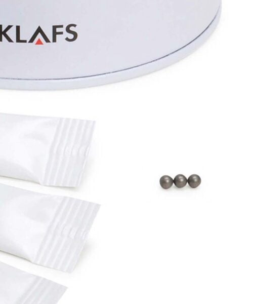 Klafs MicroSalt SaltProX Replacement Grinding Balls Shown to Scale