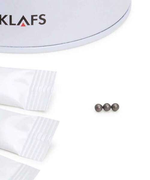 Klafs MicroSalt SaltProX Replacement Grinding Balls Shown to Scale