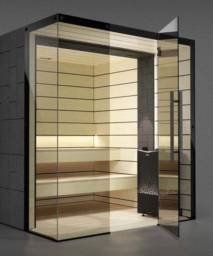 Tylo Reflection Glass Corner WIDE Aspen