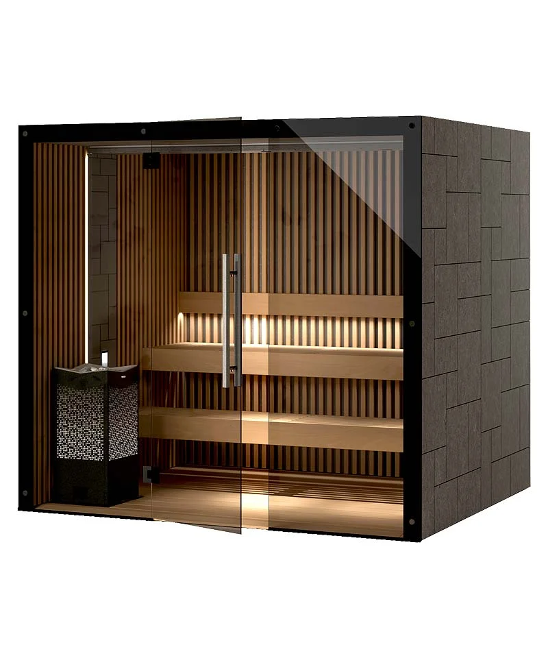 Tylo Reflection RIB Glass Front Luxury Sauna ThermoAlder Alder