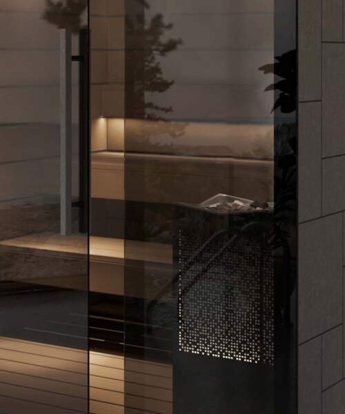 Detail of the Tylo Reflection WIDE Glass Front Sauna
