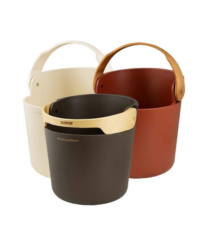 Harvia Helmi Sauna Pail Water Bucket Chocolate Terracotta Ivory