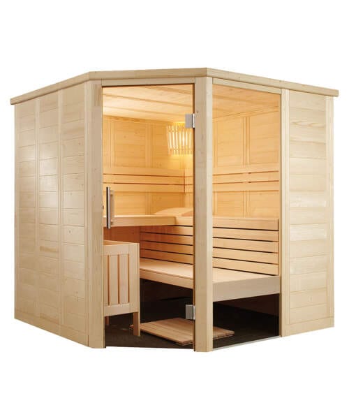 Harvia Alaska Corner 4-5 Person Home Sauna Spruce Lime Wood