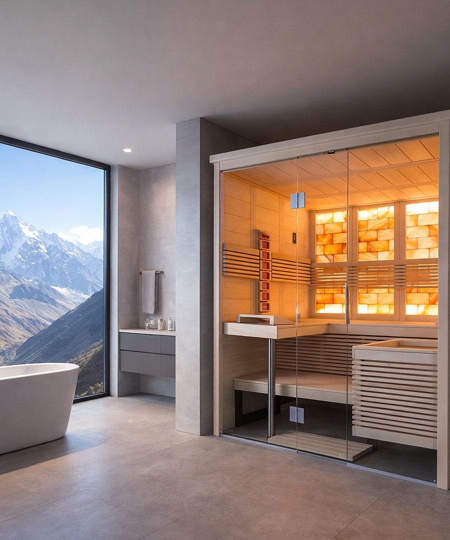 Harvia Himalaya Small Infra+ Salt Sauna Bathroom Installation