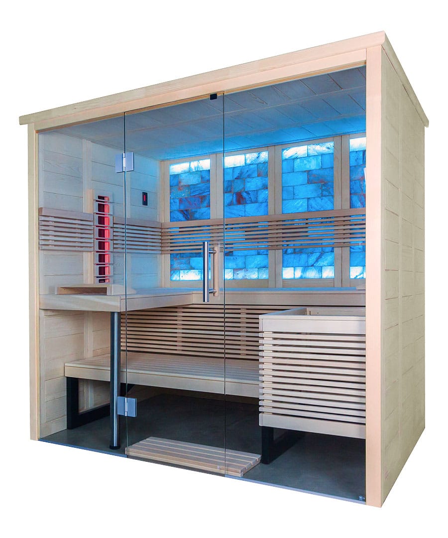 Harvia Himalaya Small Infra+ With Blue Salt Wall Lighting