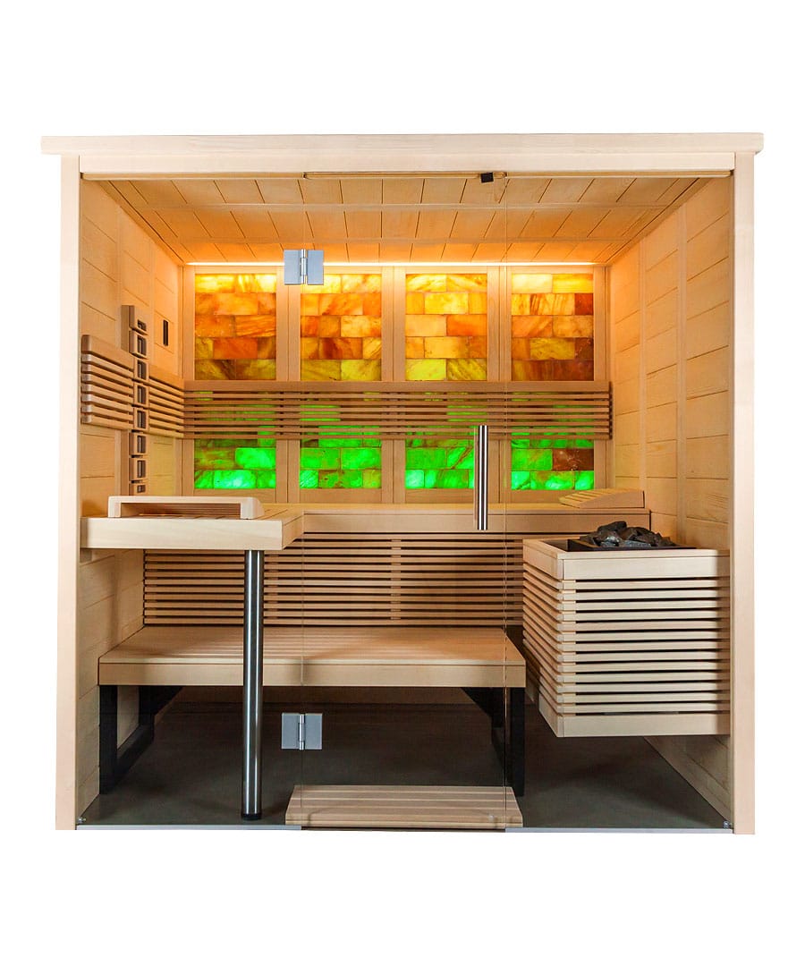 Harvia Himalaya Small Infra+ With Partial Green Backlit Salt Wall