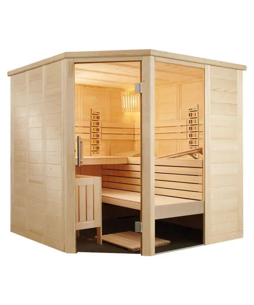 Harvia Alaska Corner Infra+ 4-5 Person Hybrid Home Sauna Cabin