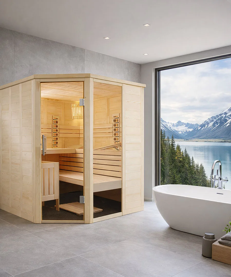 Harvia Alaska Corner Infra+ Home Bathroom Installation