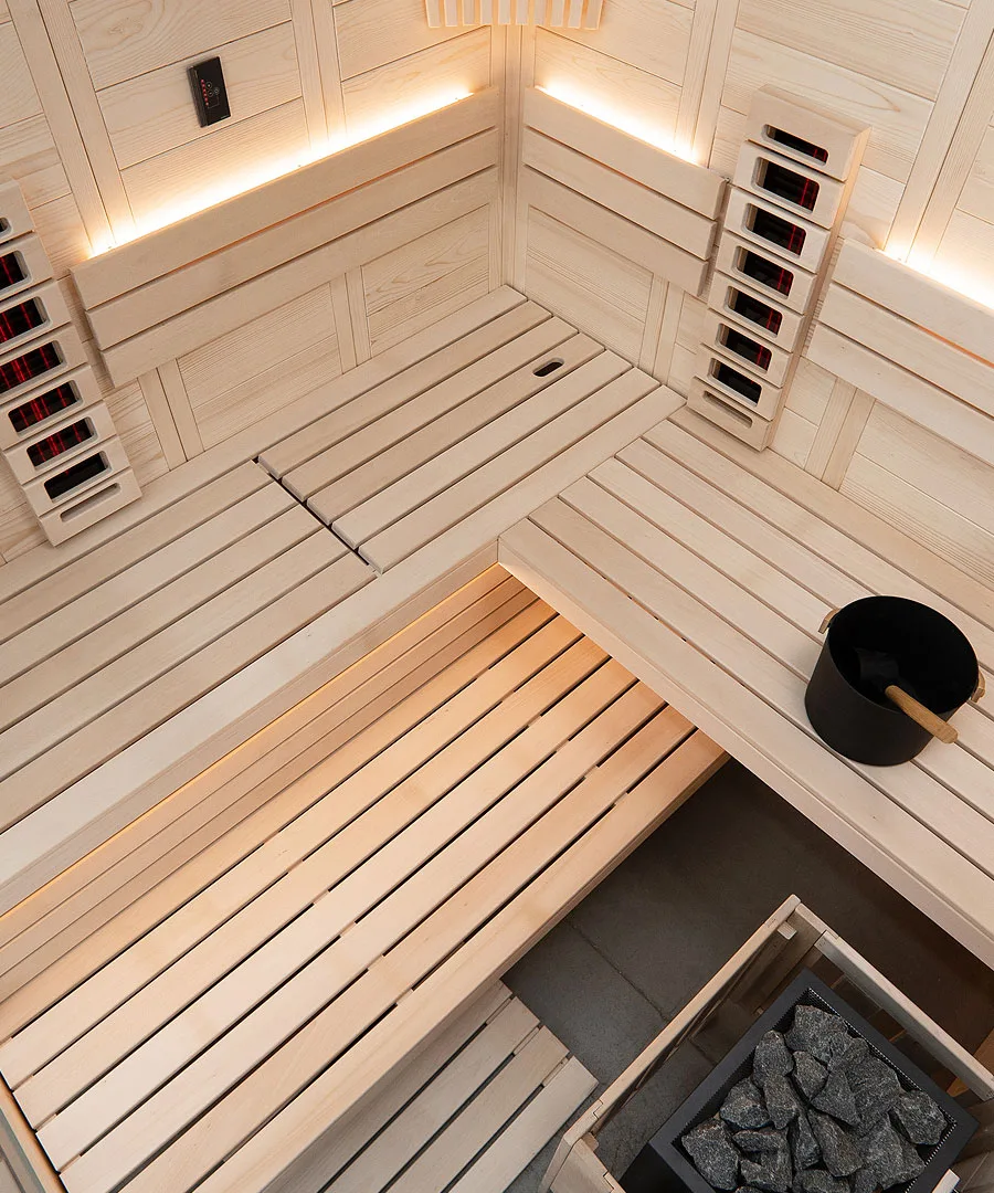 Harvia Alaska Corner Infra+ Angled Interior View from Above