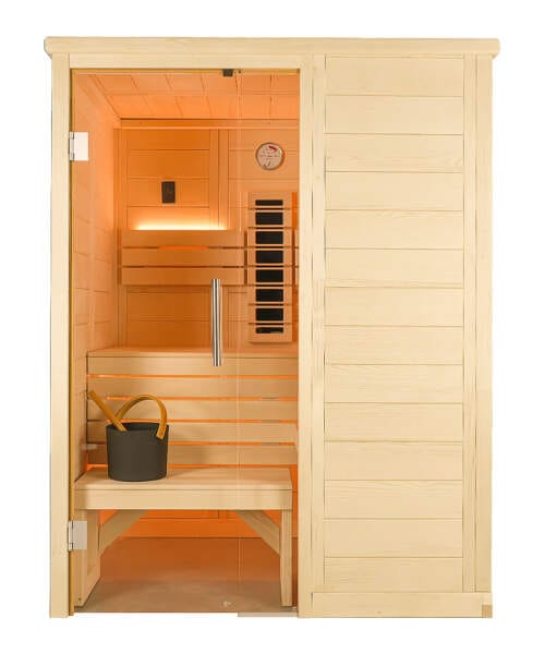 Harvia Alaska Mini Infra+ 2 Person Hybrid Home Sauna Linden Wood