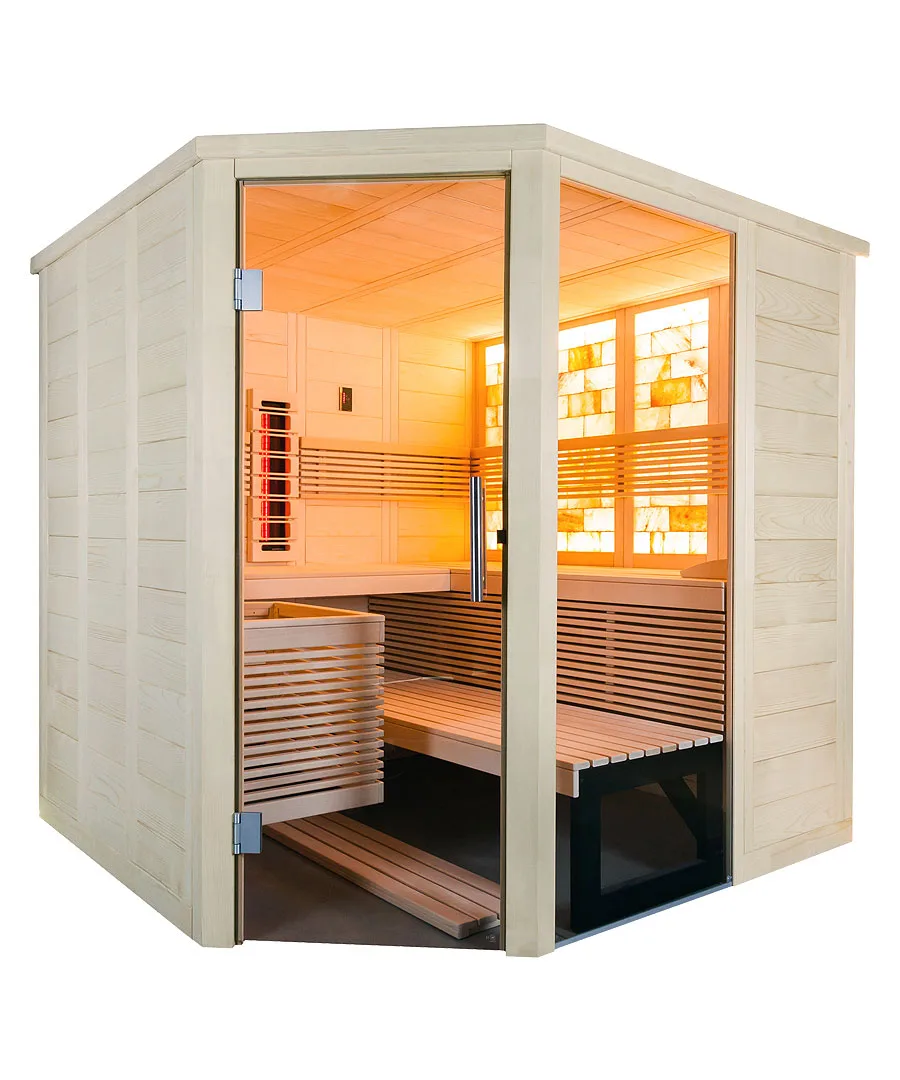 Harvia Himalaya Corner Infra+ 5 Person Home Hybrid Salt Sauna