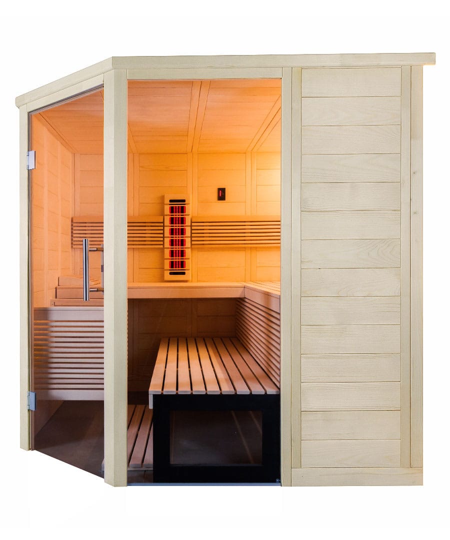 Side View of the Harvia Himalaya Corner Infra Hybrid Salt Sauna