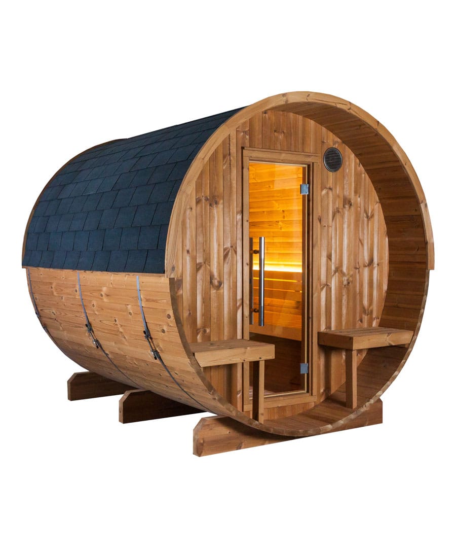 Harvia Kaski 4-6 Person Outdoor Barrel Sauna Kit Thermo-Pine