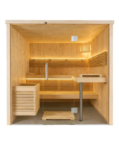 Harvia Panorama Large 5 Person Glass Front Sauna Kit Spruce