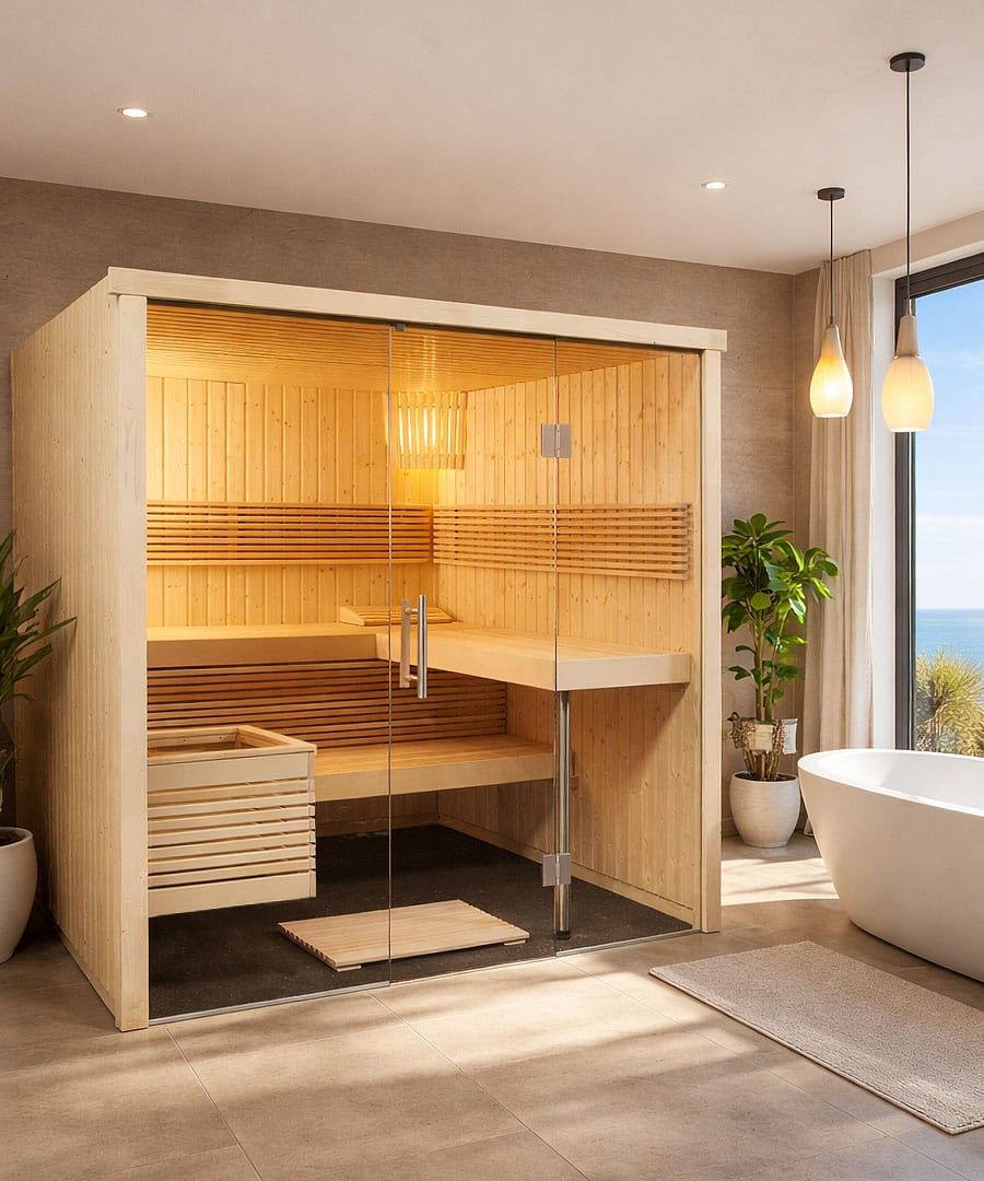 Harvia Panorama Large Bathroom Spa Installation