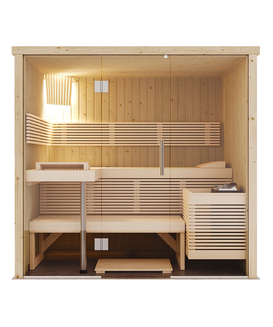 Harvia Panorama Small 4 Person Glass Front Home Sauna Kit