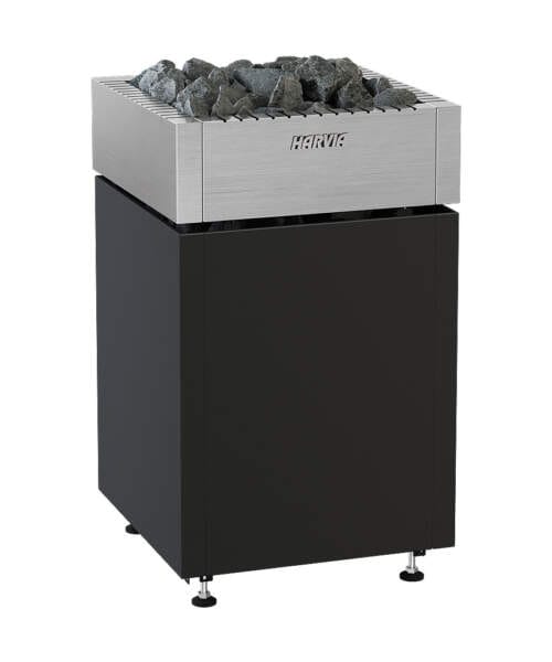 Harvia Qube Electric Sauna Heater Black Brushed Stainless Steel