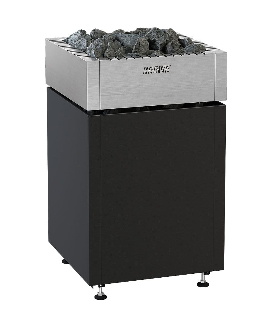 Harvia Qube Electric Sauna Heater Black Brushed Stainless Steel