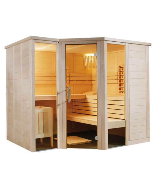 Harvia Arktis Infra+ 5 Person Angled Entry Hybrid Sauna Cabin Spruce