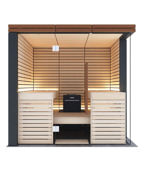 Harvia Lindea View Large Premium 4 Person Glass Corner Sauna