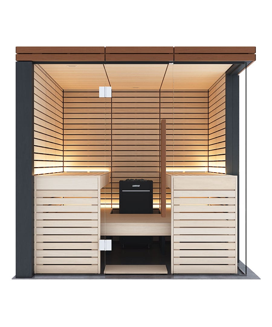 Harvia Lindea View Large Premium 4 Person Glass Corner Sauna