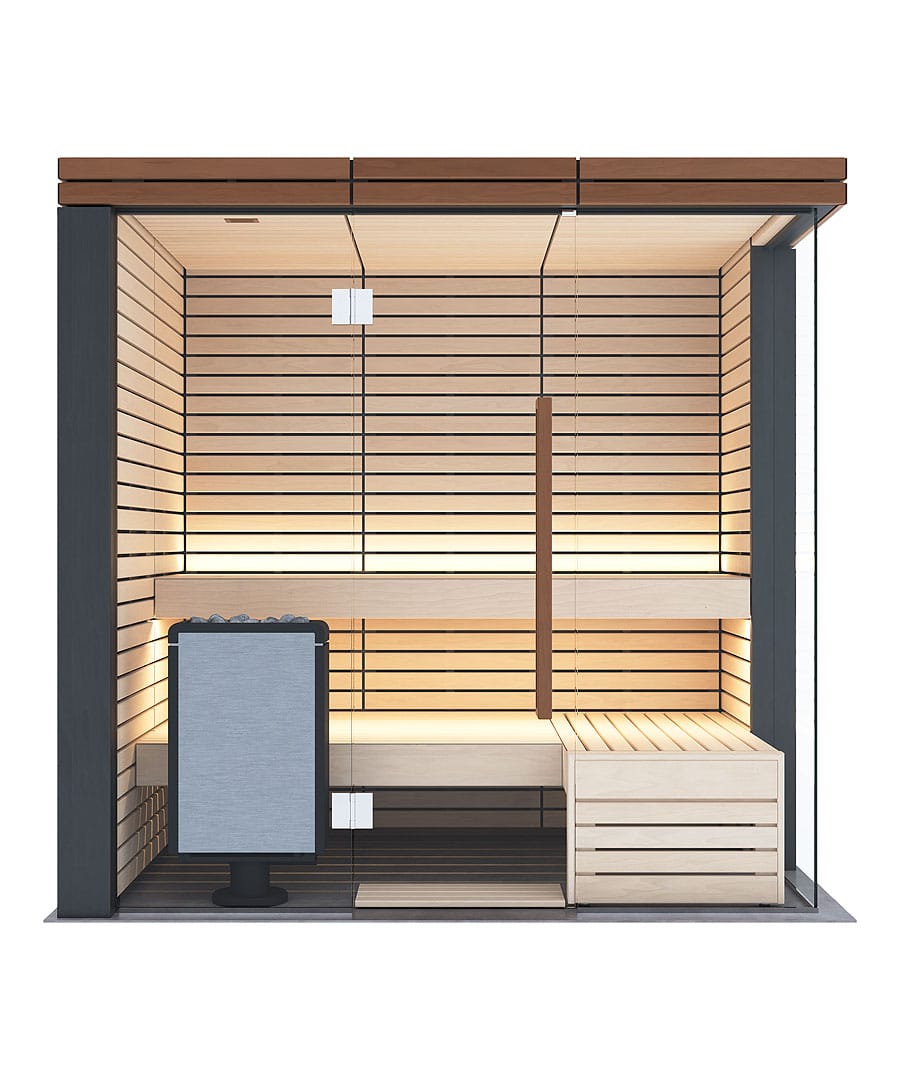 Harvia Lindea View Small Premium 3 Person Indoor Glass Front Sauna