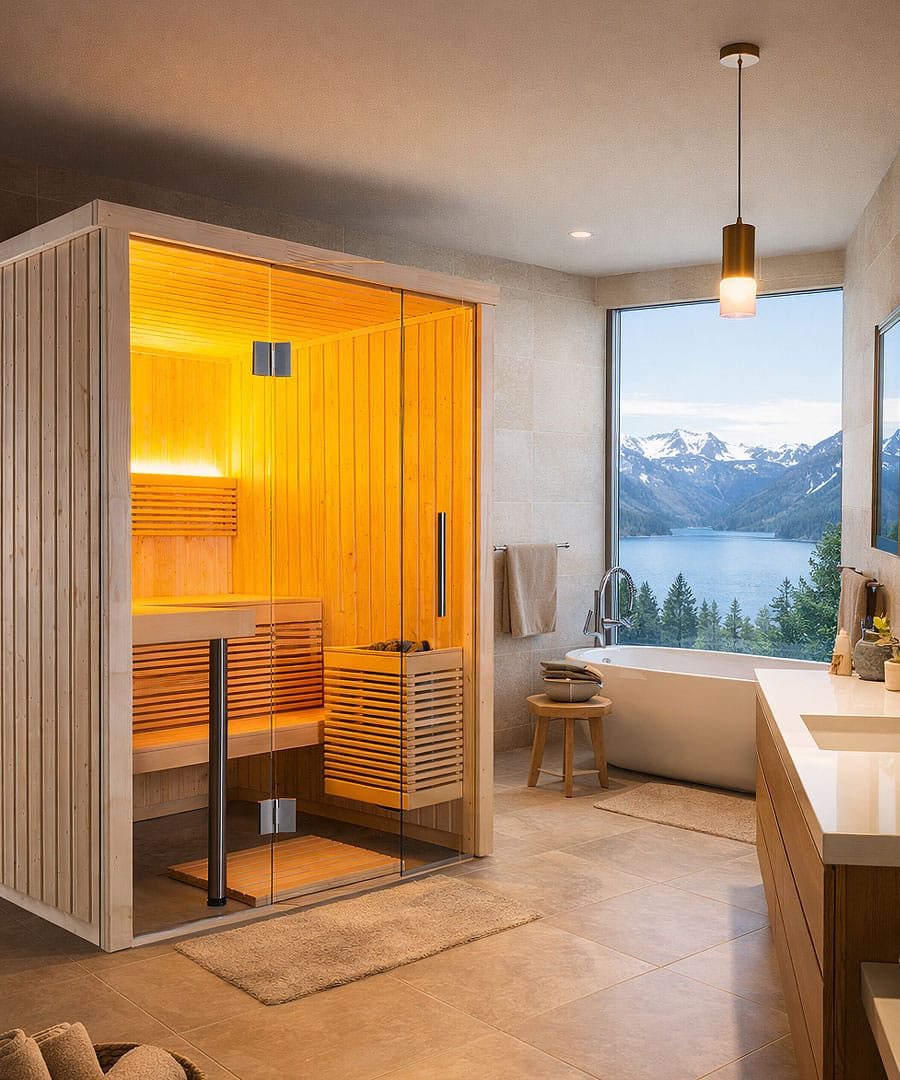 Harvia Panorama Mini Home Sauna Bathroom Installation