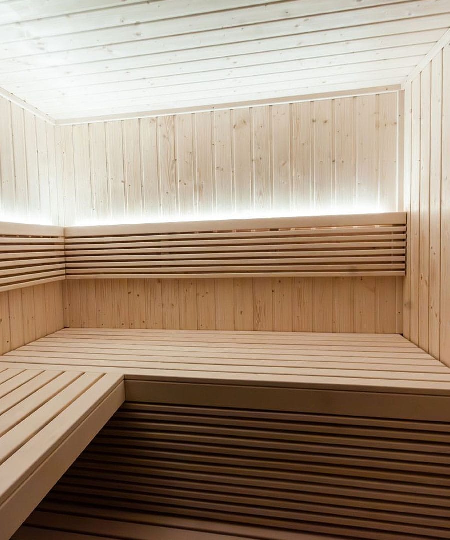 Harvia Panorama Mini Bench and Wall Detail