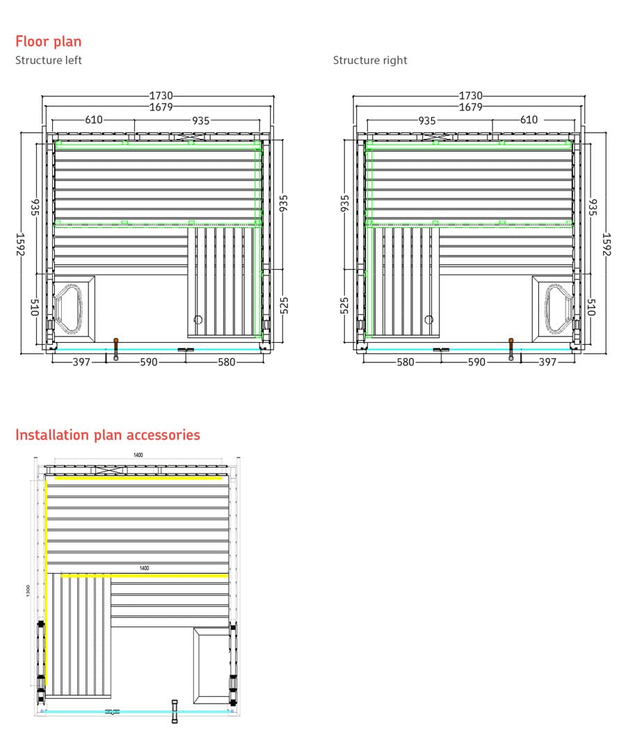 Harvia Panorama Mini Left and Right Floor Plan