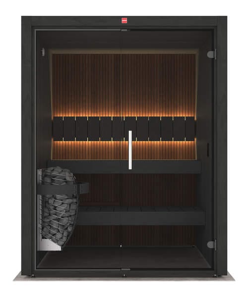 Harvia Urban Medium Black 3 Person Glass Front Traditional Sauna
