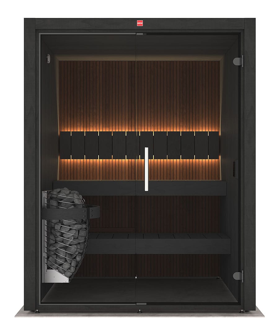 Harvia Urban Medium Black 3 Person Glass Front Traditional Sauna