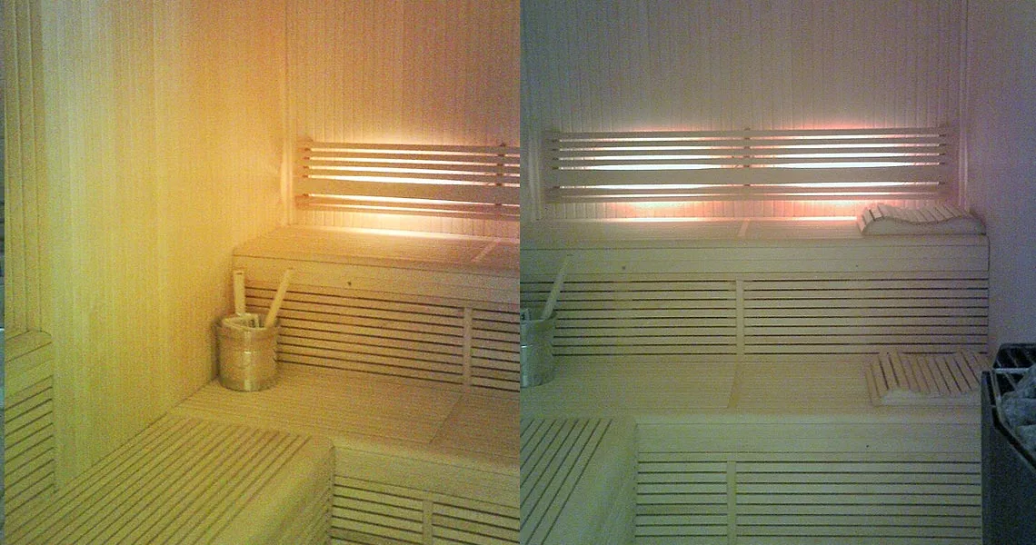 Bespoke Sauna Installed with Matching Tiled Steam Room and Infinity Pool