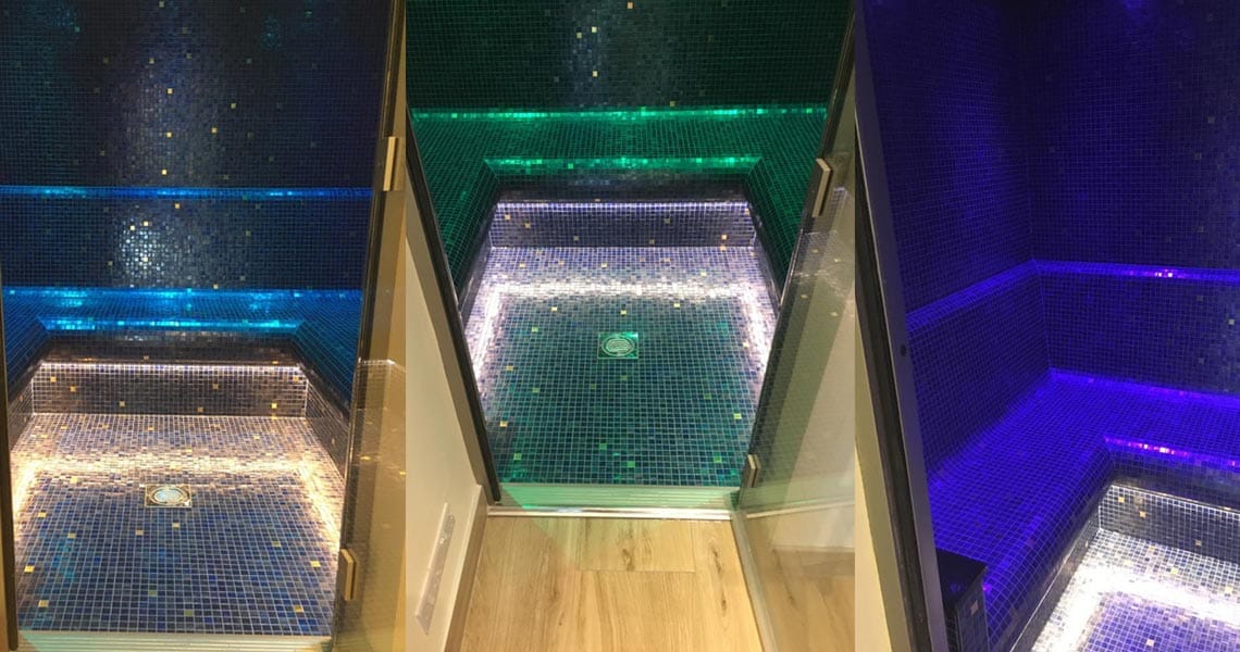 Bespoke Tiled Steam Room with LED Lighting Installed for Ascot Client