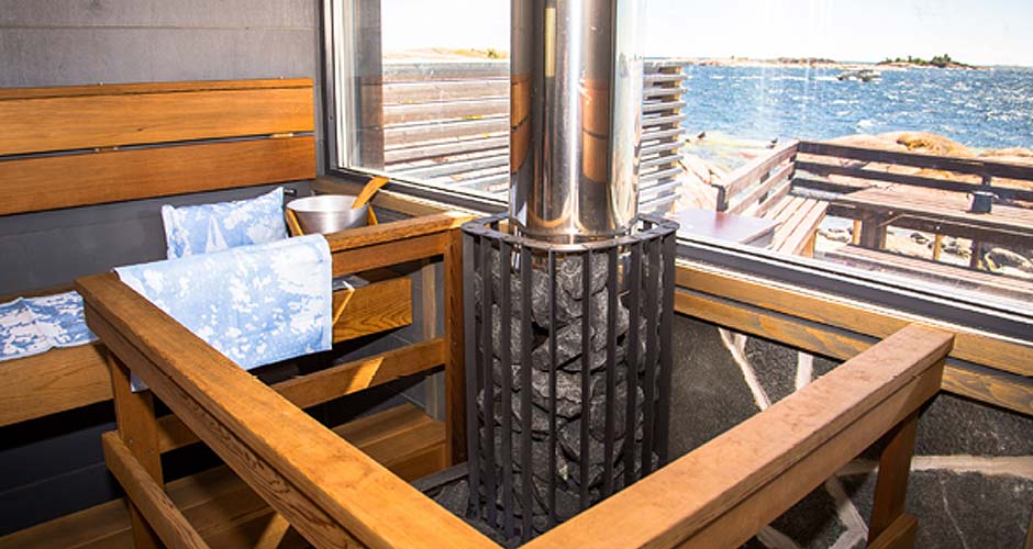 central stove wood burning sauna
