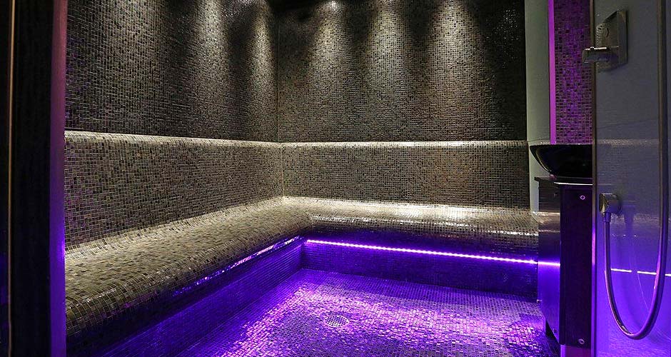 custom built tiled steam room