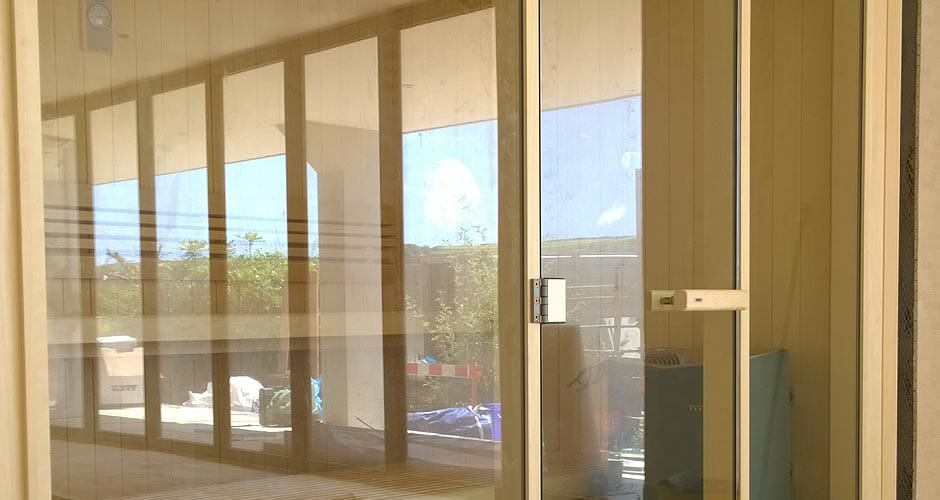 bespoke glass front sauna