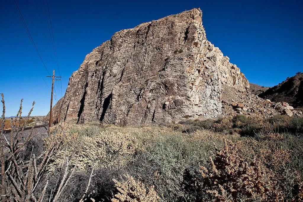 Devil's Throne, a sill of andesite porphyry in the Cerrillos Hills of New Mexico, USA.