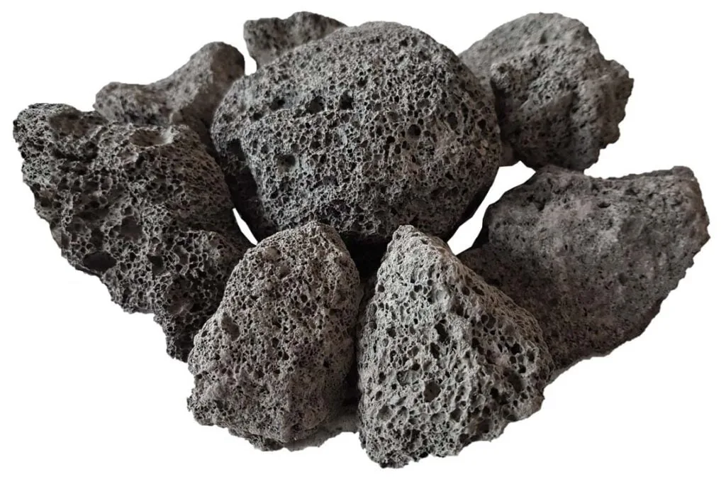 Solidified lava is known for its porous nature and efficient heat absorbing properties making them ideal for sauna stones.