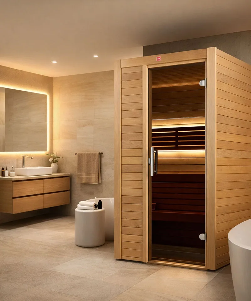 Harvia UTU Small 2 Person Sauna ThermoAspen Glass Door